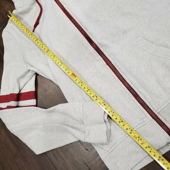 ZINE Gray and burgundy Full Zip Hoodie Sweatshirt  Sz: M Light weight summer - Picture 6 of 8